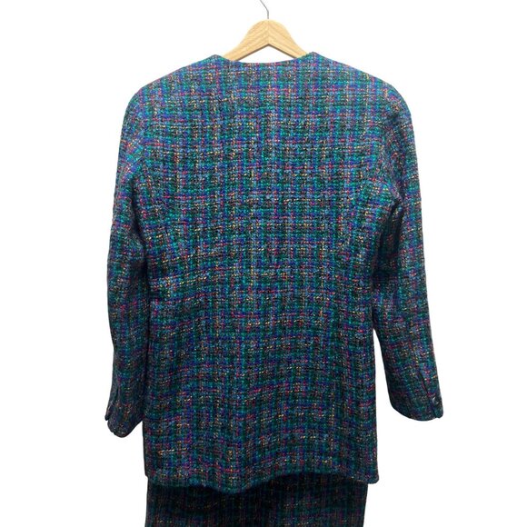 The Limited Vintage 90's Teal Tweed 2 Piece Skirt Suit - Picture 6 of 9